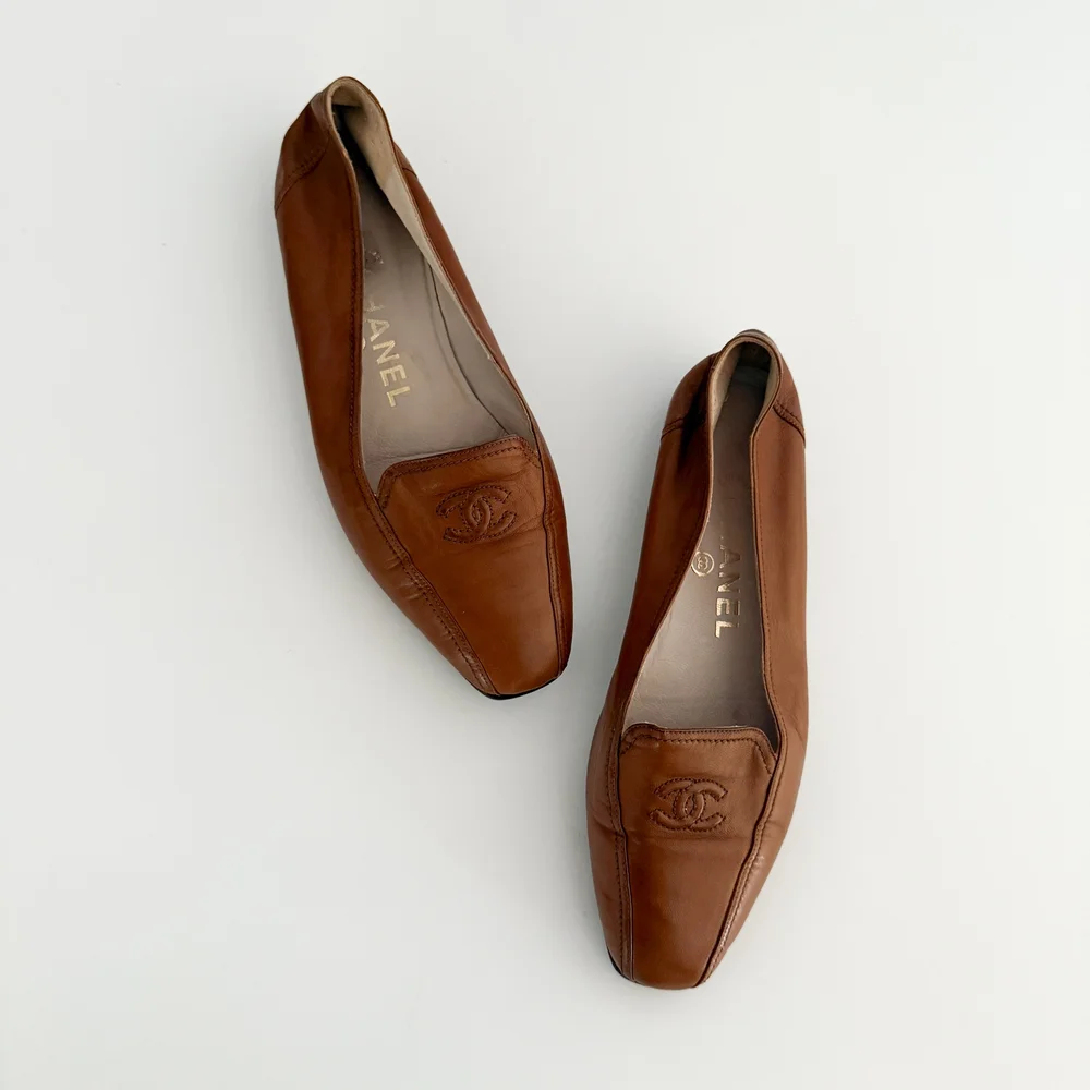 【希少❗️】vintage chanel レザー　ローファー　ブラウン 希少❗️】vintage chanel レザー ローファー ブラウン
